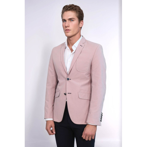 Patched Light Pink Blazer - Chadrobe