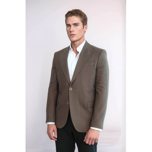 Plain Slim Fit Sport Brown Men Blazer - Chadrobe