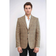 Herringbone Slim Fit Wool Tan Men Blazer - Chadrobe