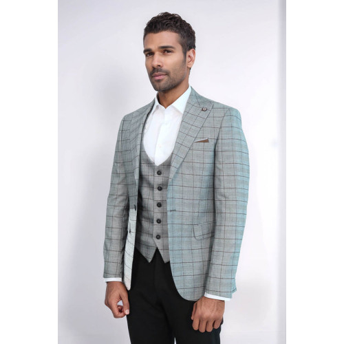 Set of Plaid Blazer and Vest - Chadrobe