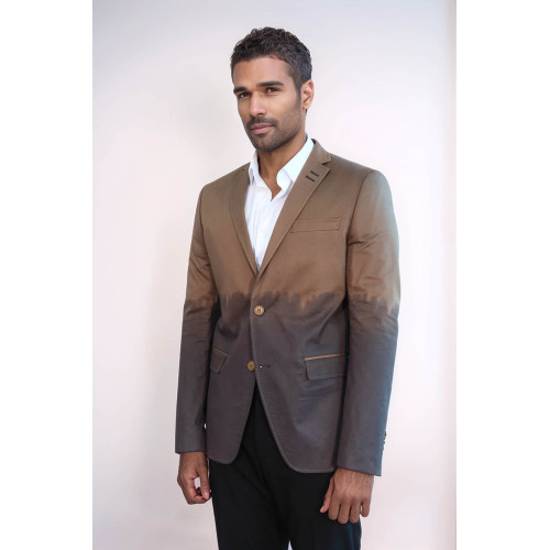 Slim Fit Cotton Brown Blazer - Chadrobe