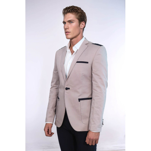 3 pocket Single Button Cotton Shoulder Stitched Light pink Jacket-Chadrobe