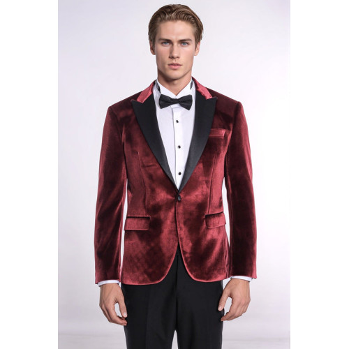 Velvet Slim Fit Burgundy Men Tuxedo Jacket - Chadrobe