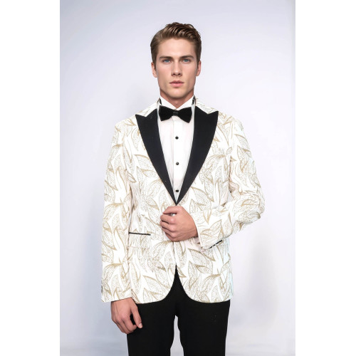 Glittery Slim Fit White Men Wedding Groom Tuxedo Jacket - Chadrobe