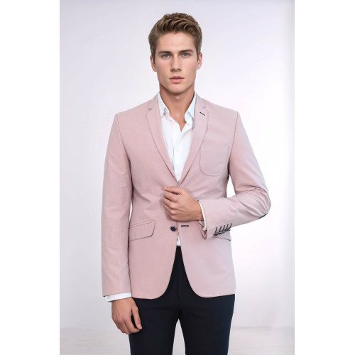 Patched Light Pink Blazer - Chadrobe