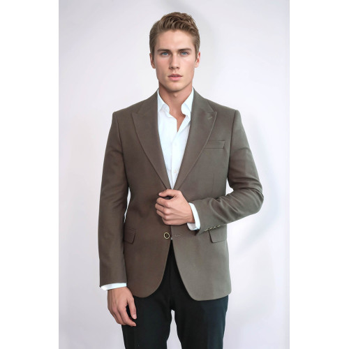 Plain Slim Fit Sport Brown Men Blazer - Chadrobe
