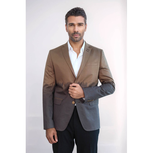 Slim Fit Cotton Brown Blazer - Chadrobe
