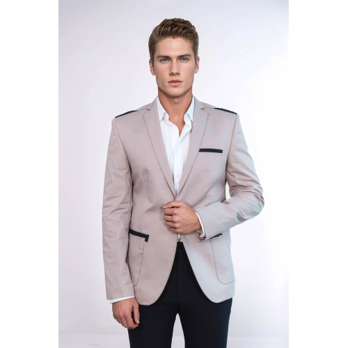 3 pocket Single Button Cotton Shoulder Stitched Light pink Jacket-Chadrobe