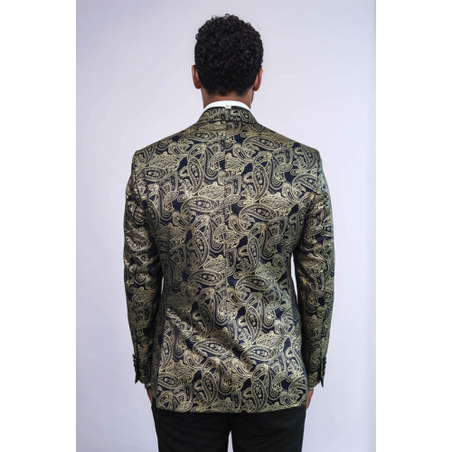 Paisley Peak Lapel Navy Blue Men Party Blazer - Chadrobe
