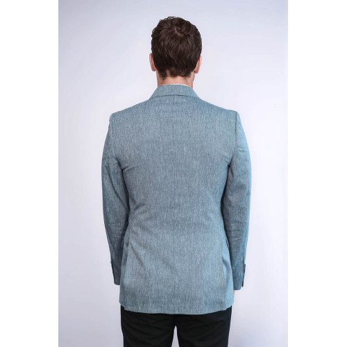 Slim-Fit Peak Lapel Blue Jacket - Chadrobe