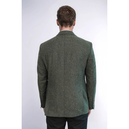 Houndstooth Pattern Wool Green Men Blazer - Chadrobe