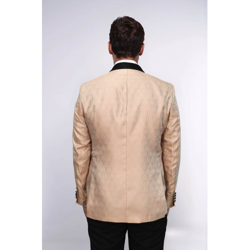 Pentagon Patterned Shawl Lapel Cream Men Dinner Jacket - Chadrobe