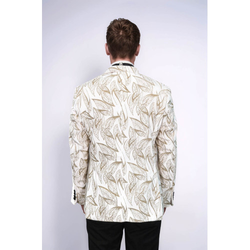 Glittery Slim Fit White Men Wedding Groom Tuxedo Jacket - Chadrobe