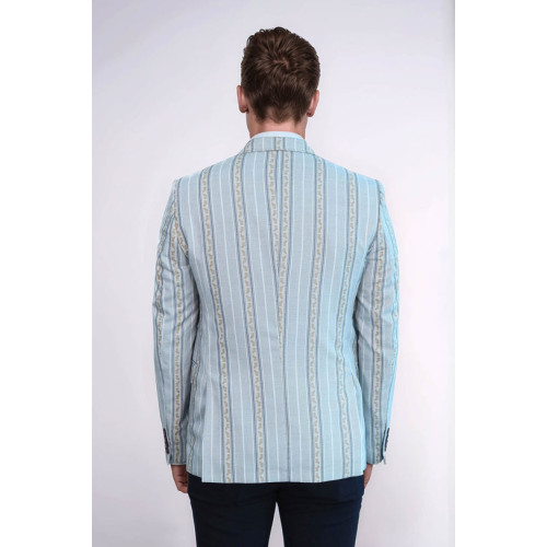 Slim Fit Striped Blue Men Blazer - Chadrobe