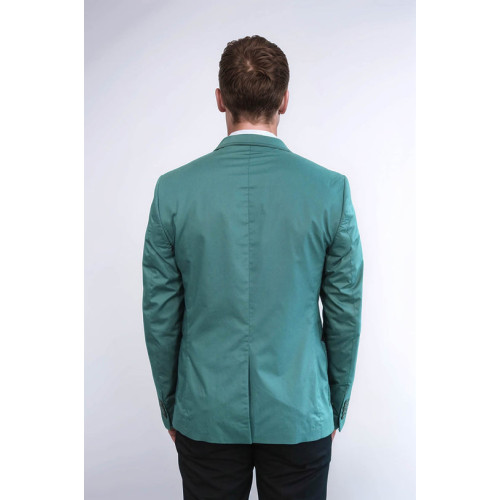 Double Button Mono Lapel Bag Pocket Cotton Green Jacket-Chadrobe