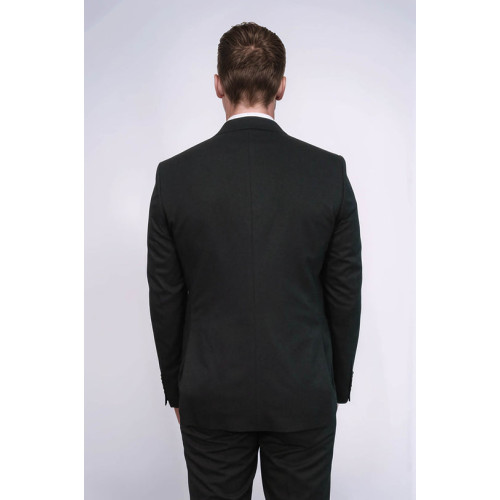 Textured Slim Fit Notch Lapel Black Men Blazer - Chadrobe