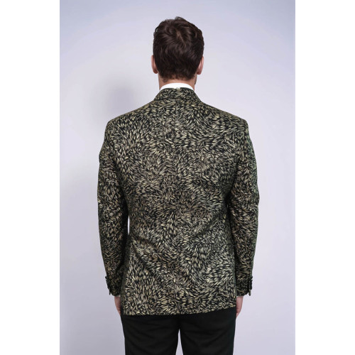 Feather Patterned Slim Fit Black Men Party Blazer - Chadrobe