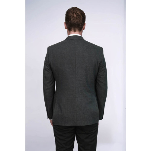 Textured Slim Fit Notch Lapel Anthracite Men Blazer - Chadrobe