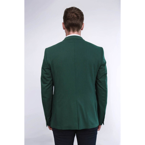 Double Buttons Shoulder Piece Mono Lapel Green Jacket-Chadrobe