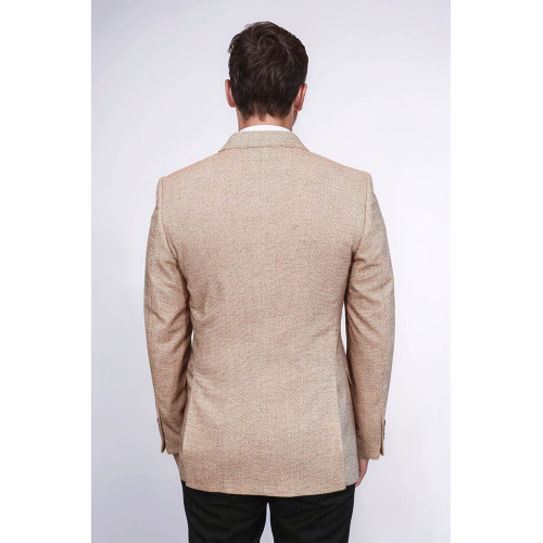 Patterned Slim-Fit Yellow Blazer - Chadrobe