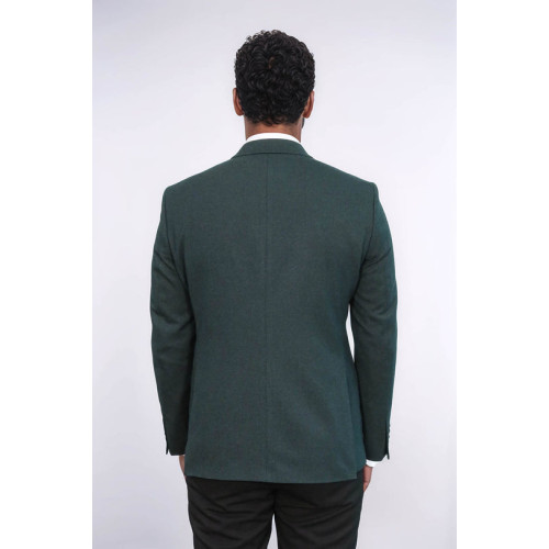 Textured Slim Fit Notch Lapel Green Men Blazer - Chadrobe