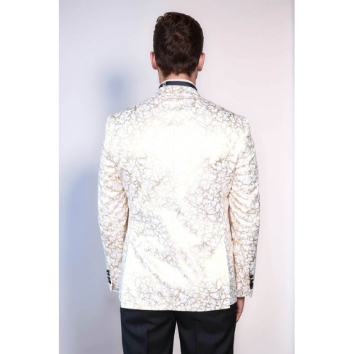 Root Pattern Peak Lapel White Men Dinner Jacket - Chadrobe