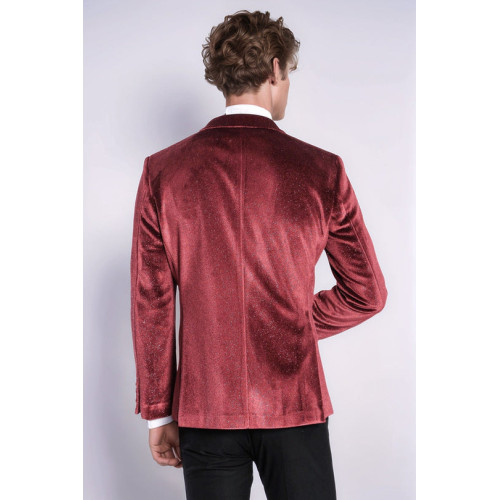 Slim Fit Velvet Burgundy Men Sparkle Tuxedo Jacket - Chadrobe