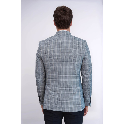 Checked Slim-Fit Grey Men's Blazer - Chadrobe