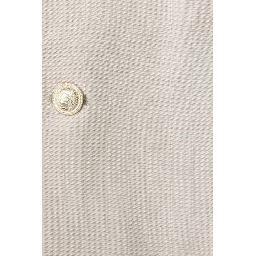 Beige Textured Gold Metal Button Slim Fit Men's Blazer Jacket - Chadrobe