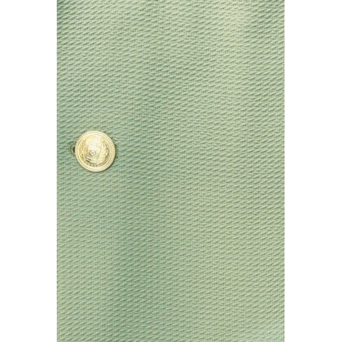 Sage Green Textured Gold Metal Button Slim Fit Men's Blazer Jacket - Chadrobe