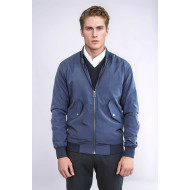 Flap Pockets Zippered  Men Bomber Coat | Blue