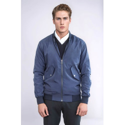 Flap Pockets Zippered  Men Bomber Coat | Blue