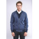 Flap Pockets Zippered  Men Bomber Coat | Blue