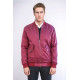 Burgundy Flap Pockets Zippered Men Bomber Coat