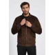 Flap Pockets Suede Brown Men Bomber Coat
