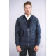 Flap Pockets Suede Men Bomber Coat | Dark Blue