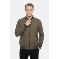 Flap Pockets Suede Khaki Men Bomber Coat