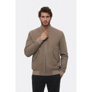 Flap Pockets Suede Light Brown Men Bomber Coat