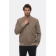 Flap Pockets Suede Light Brown Men Bomber Coat