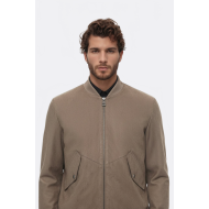Flap Pockets Suede Light Brown Men Bomber Coat