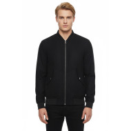 Flap Pockets Suede Men Bomber Coat | Navy Blue