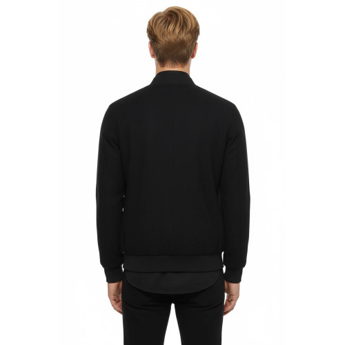 Flap Pockets Suede Men Bomber Coat | Navy Blue