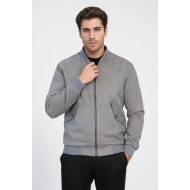 Patch Pockets Suede Bomber Coat | Grey