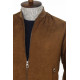 Plain Zippered Pockets Brown Men Bomber Coat