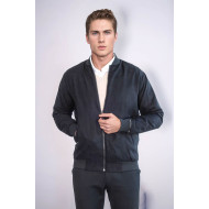 Plain Zippered Pockets Men Bomber Coat | Black