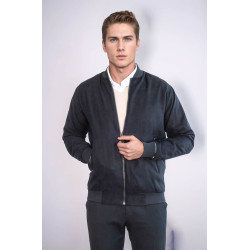 Plain Zippered Pockets Men Bomber Coat | Black