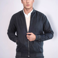 Plain Zippered Pockets Men Bomber Coat | Black