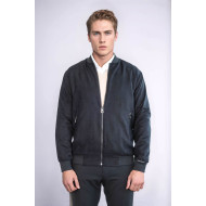 Plain Zippered Pockets Men Bomber Coat | Black