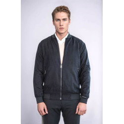 Plain Zippered Pockets Men Bomber Coat | Black