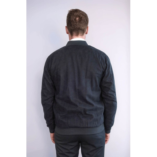 Plain Zippered Pockets Men Bomber Coat | Black